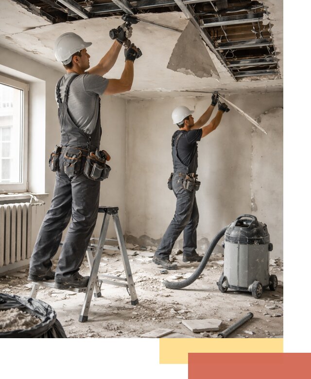 Демонтаж гипсокартонного потолка в Нововоронеже быстро и аккуратно