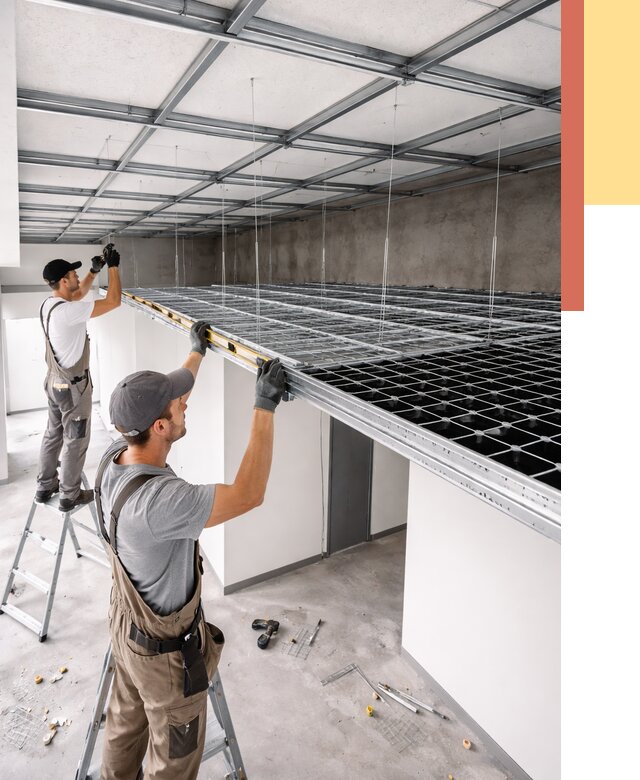 Монтаж потолка грильято в Нововоронеже от 455 руб./м² — быстрая сборка под ключ | ОТДЕЛОЧНИК-Нвв