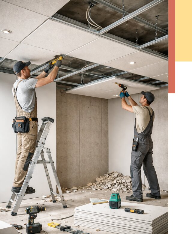 Монтаж акустического потолка в Нововоронеже от 6578 руб/м2 — быстро и недорого | ОТДЕЛОЧНИК-Нвв