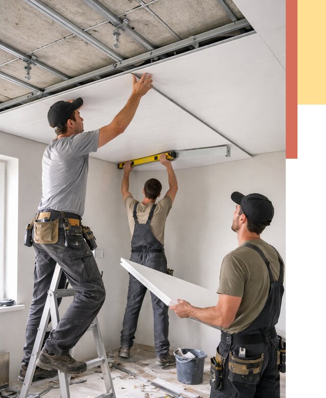 Монтаж потолка из ПВХ панелей в Нововоронеже от 3542 руб./м2 — быстро и недорого | ОТДЕЛОЧНИК-Нвв