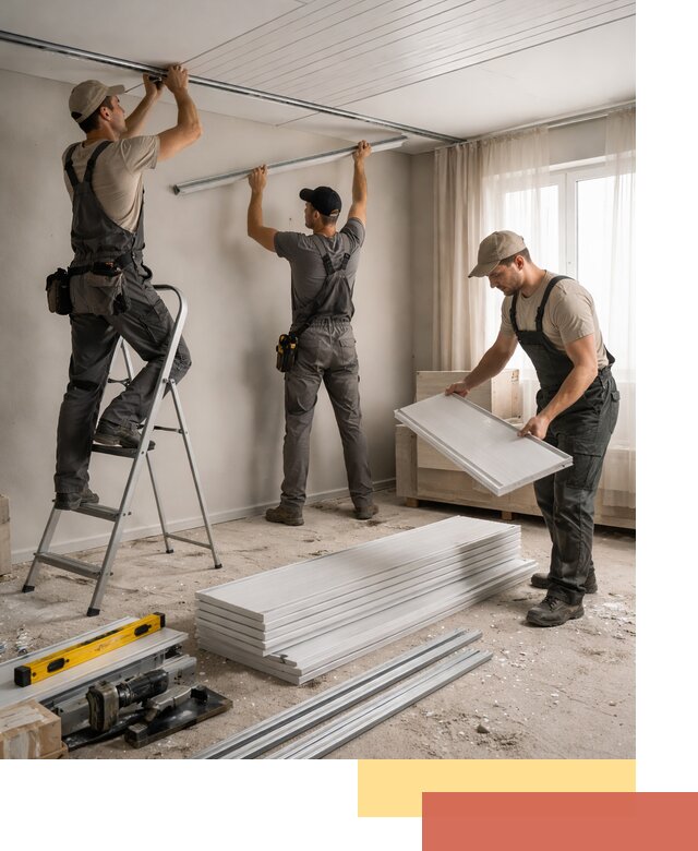 Монтаж потолка из ПВХ панелей в Нововоронеже оперативно и качественно