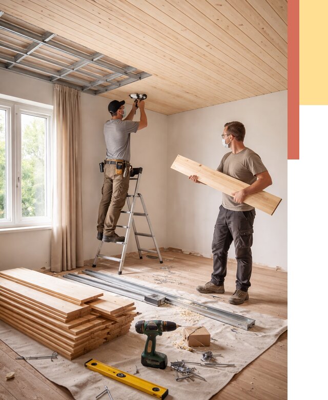 Монтаж потолка из вагонки в Нововоронеже от 6578 руб. | Быстро и недорого — ОТДЕЛОЧНИК-Нвв