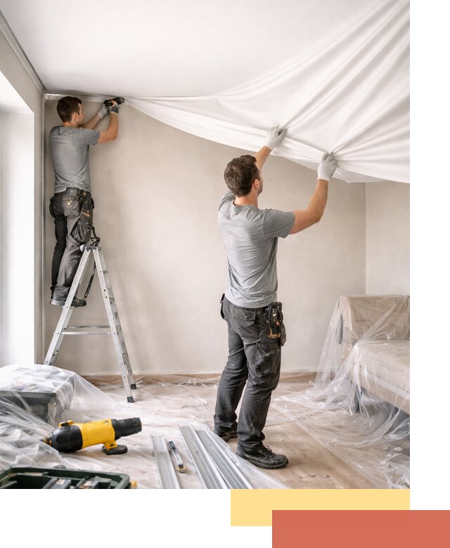 Монтаж тканевого натяжного потолка в Нововоронеже недорого и быстро