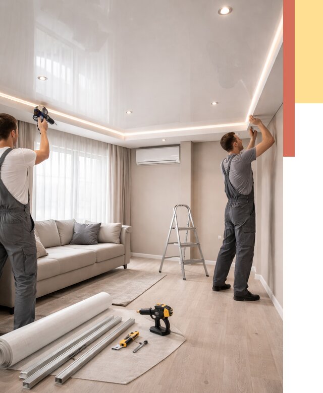 Монтаж глянцевого натяжного потолка в Нововоронеже от 759 руб. под ключ | ОТДЕЛОЧНИК-Нвв