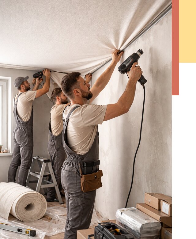 Монтаж фактурного натяжного потолка в Нововоронеже от 759 руб. — ОТДЕЛОЧНИК-Нвв