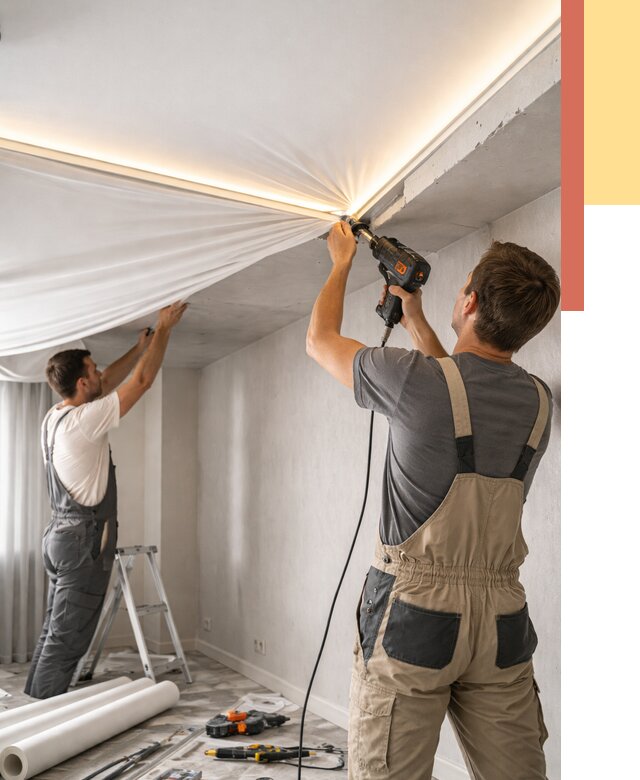 Монтаж натяжного потолка с подсветкой в Нововоронеже от 961 руб. | ОТДЕЛОЧНИК-Нвв