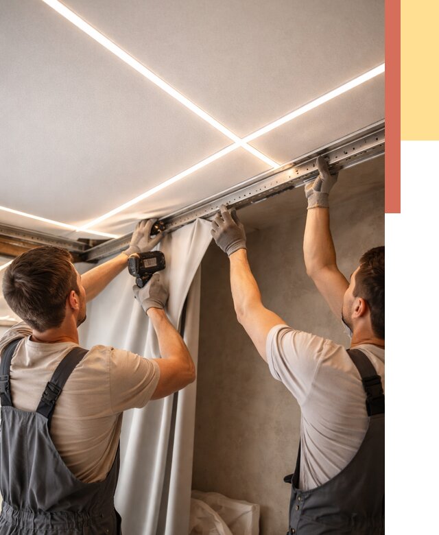 Монтаж натяжного потолка со световыми линиями в Нововоронеже от 1214 руб. | ОТДЕЛОЧНИК-Нвв