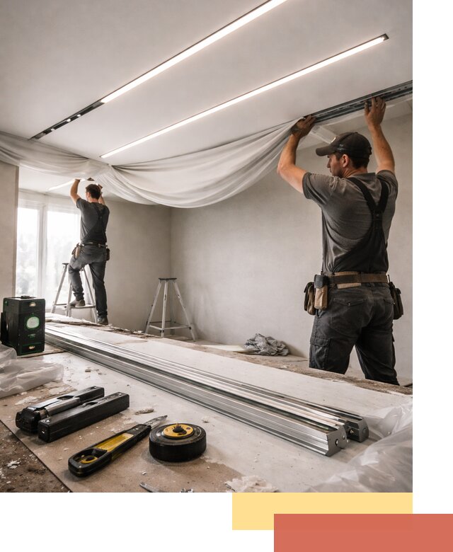 Монтаж натяжных потолков со световыми линиями в Нововоронеже