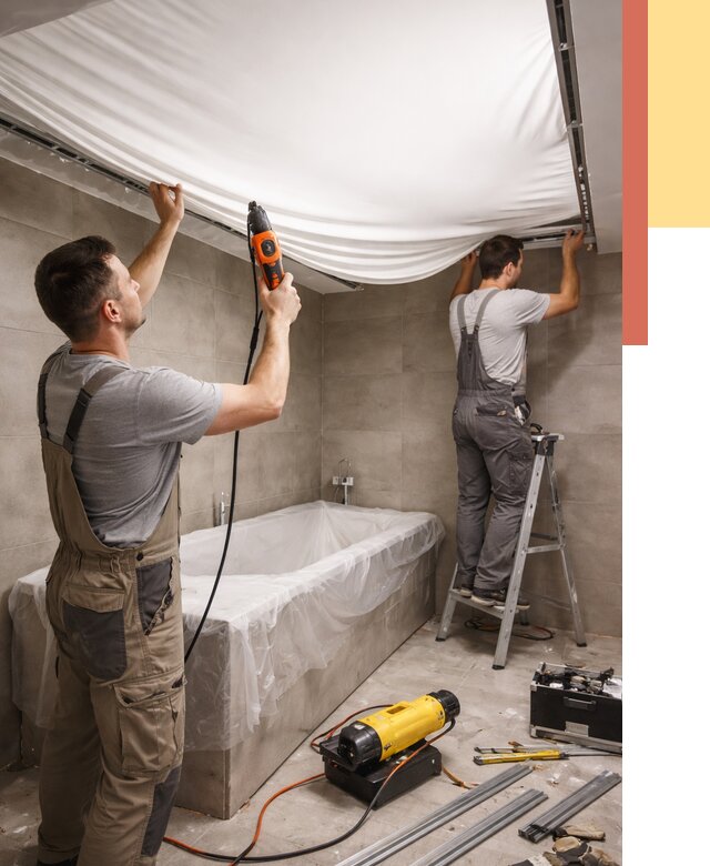 Монтаж натяжного потолка в ванной в Нововоронеже от 1214 руб. под ключ | ОТДЕЛОЧНИК-Нвв