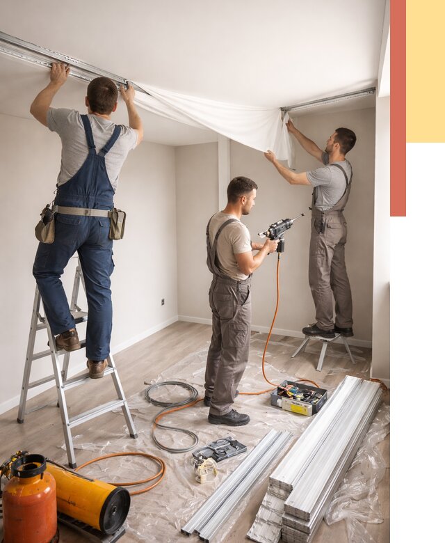 Монтаж натяжного потолка в студии в Нововоронеже от 5566 руб. — быстро и недорого | ОТДЕЛОЧНИК-Нвв