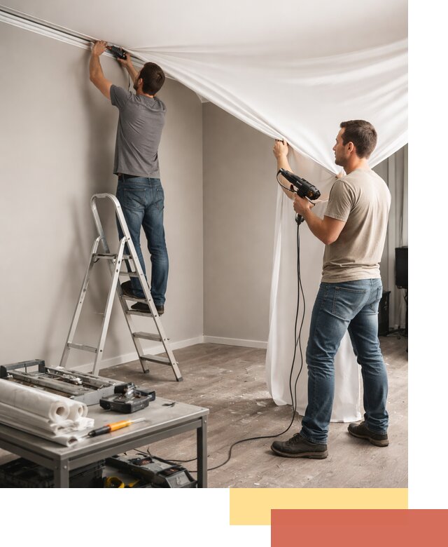 Монтаж натяжного потолка в студии в Нововоронеже