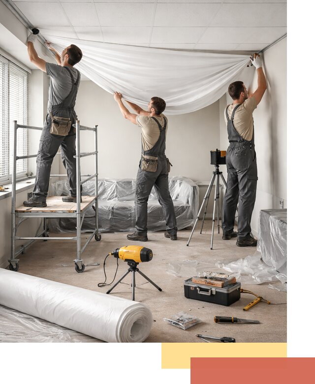 Монтаж натяжного потолка в офисе в Нововоронеже