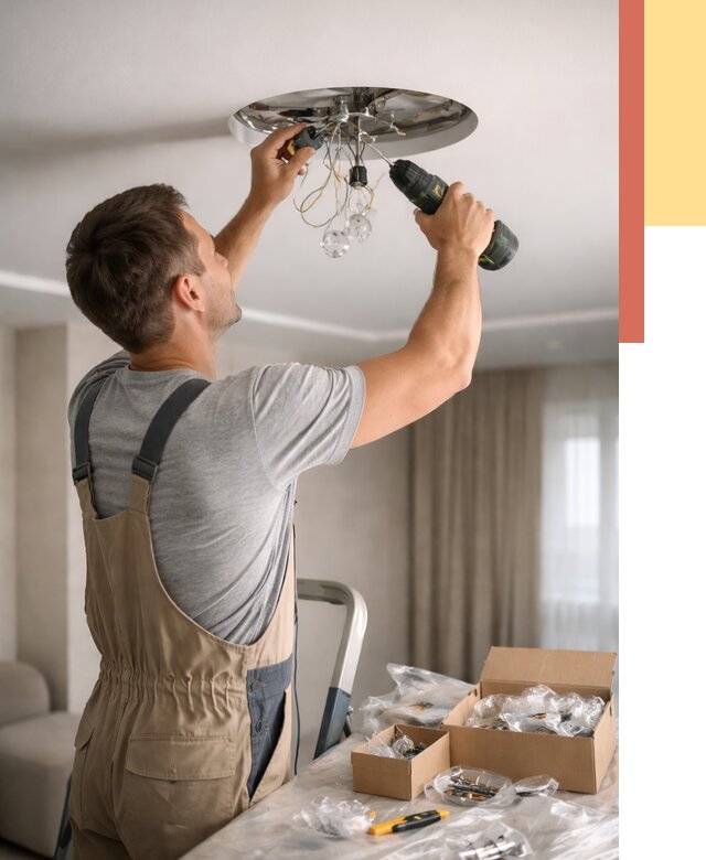 Установка люстры в натяжной потолок в Нововоронеже от 1214 руб. | Быстро и недорого — ОТДЕЛОЧНИК-Нвв