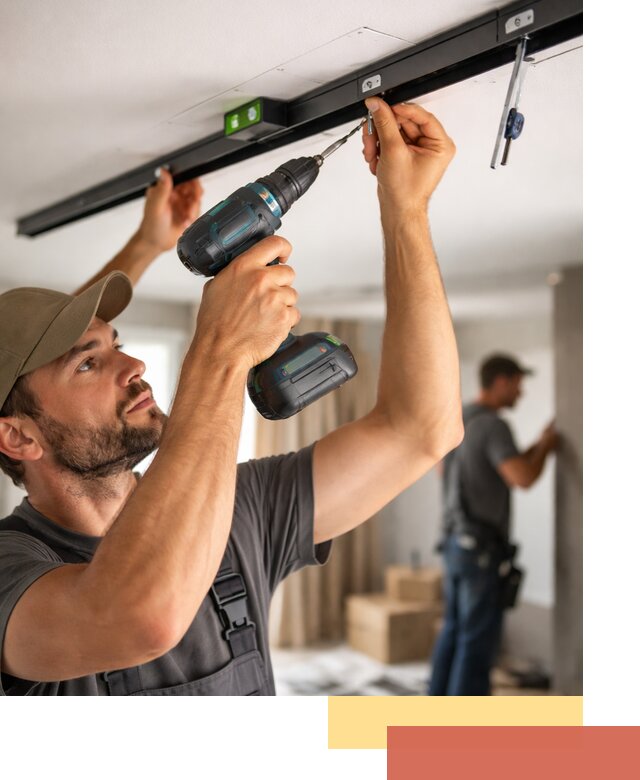 Установка трековых светильников в натяжной потолок в Нововоронеже