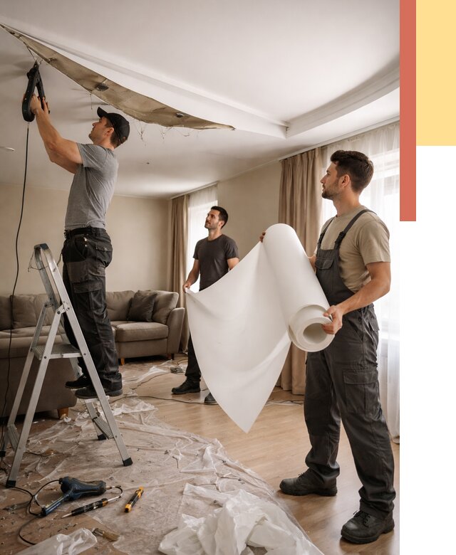 Замена полотна натяжного потолка в Нововоронеже от 9614 руб. быстро и недорого | ОТДЕЛОЧНИК-Нвв