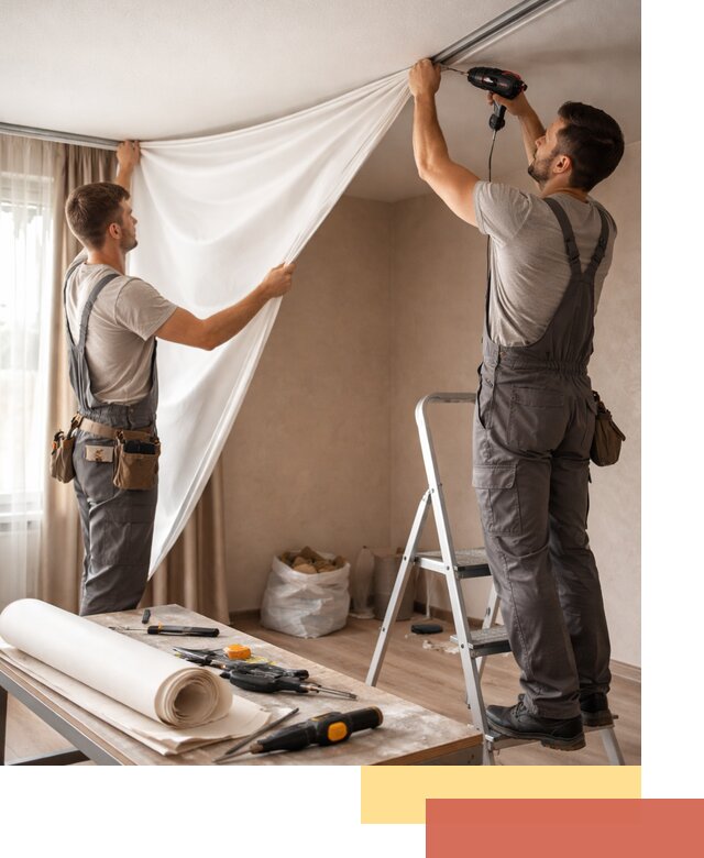 Замена полотна натяжного потолка в Нововоронеже быстро и качественно