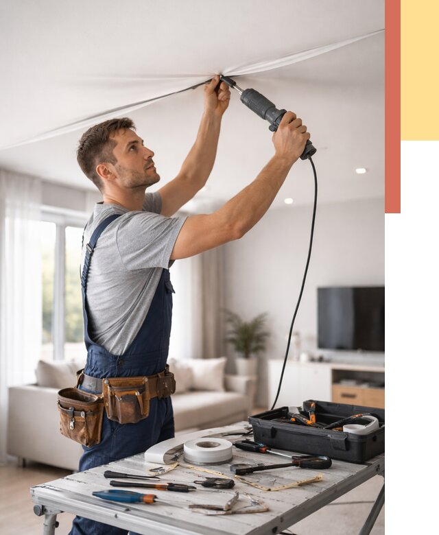 Ремонт натяжных потолков в Нововоронеже от 9614 руб. под ключ — ОТДЕЛОЧНИК-Нвв