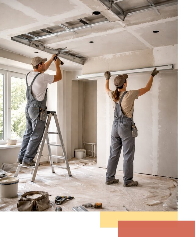 Монтаж многоуровневого потолка из гипсокартона в Нововоронеже