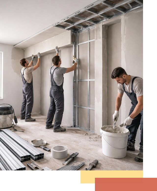 Монтаж потолка из гипсокартона с нишей в Нововоронеже