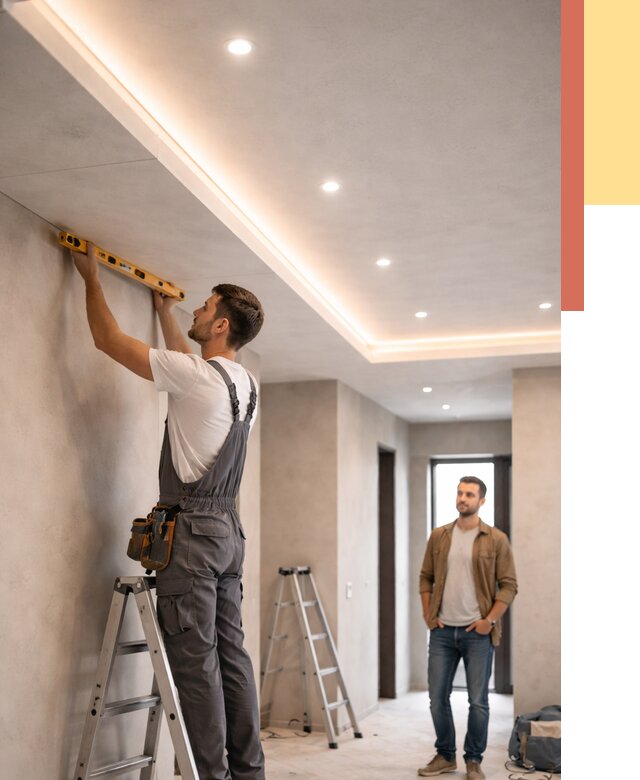 Потолок из гипсокартона с подсветкой в Нововоронеже от 759 руб./м2 под ключ | ОТДЕЛОЧНИК-Нвв