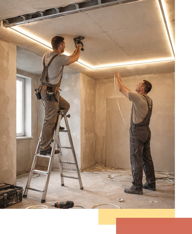 Потолок из гипсокартона с подсветкой в Нововоронеже