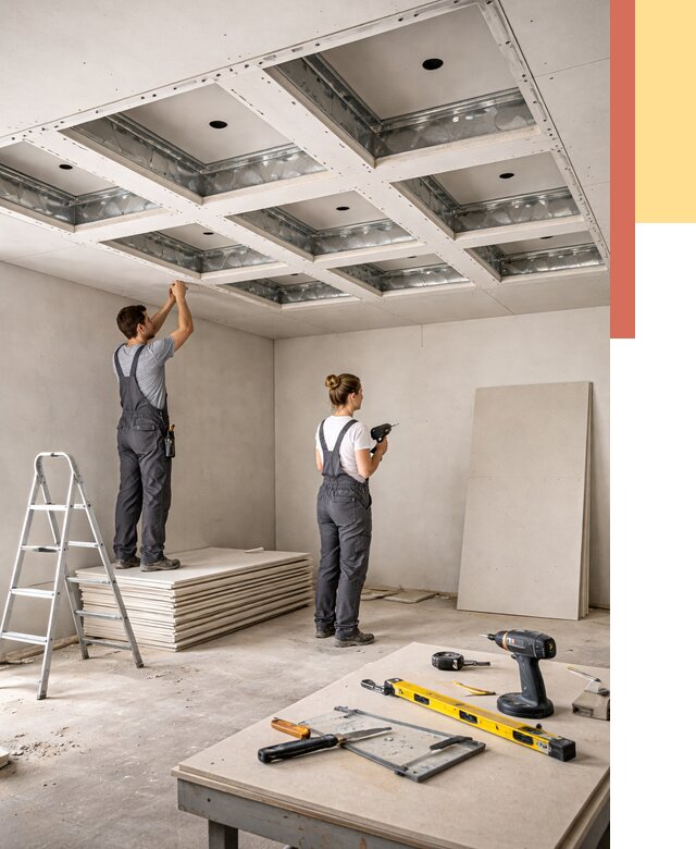 Кессонный потолок из гипсокартона в Нововоронеже от 1872 руб. — монтаж и под ключ | ОТДЕЛОЧНИК-Нвв