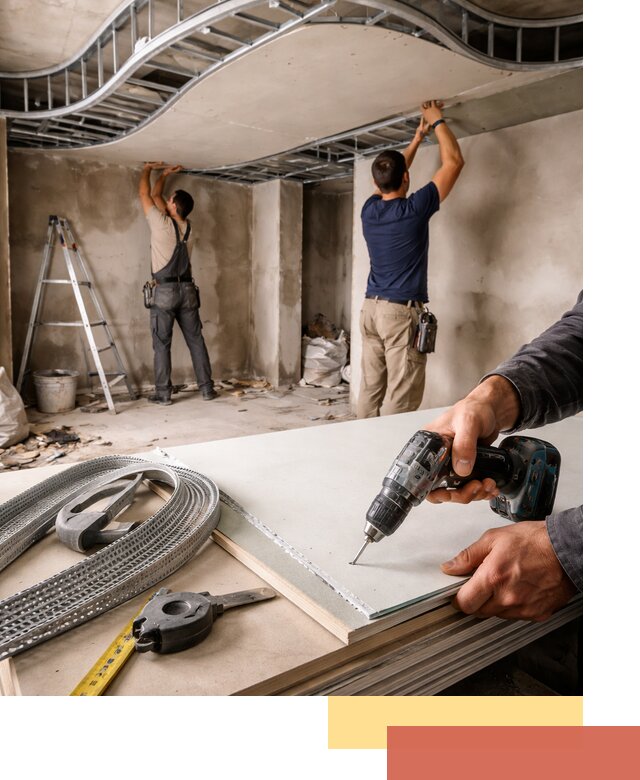 Криволинейный потолок из гипсокартона в Нововоронеже — монтаж и отделка