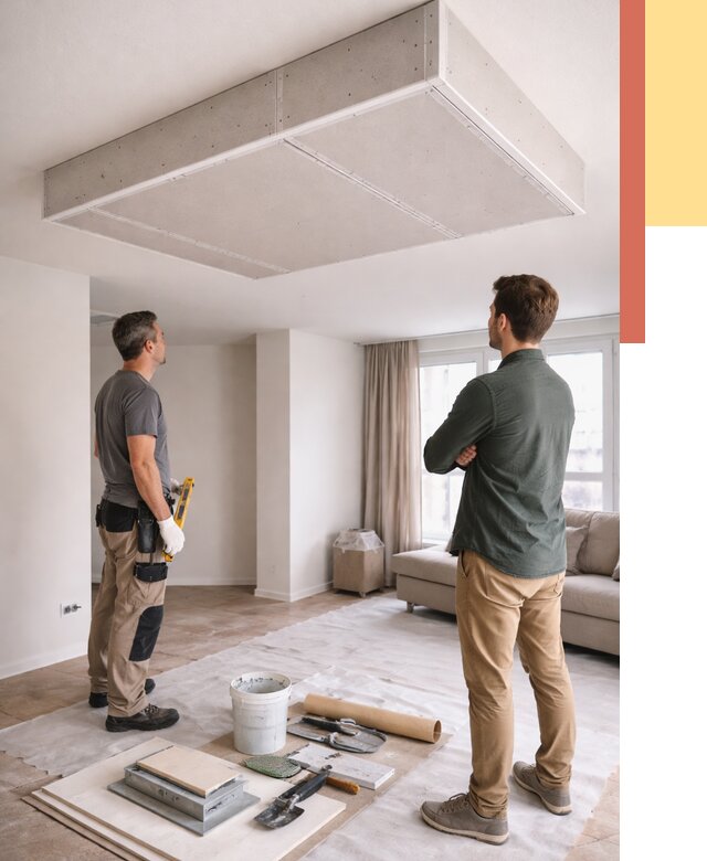 Короб на потолке из гипсокартона в Нововоронеже от 2226 руб. — монтаж и услуги под ключ | ОТДЕЛОЧНИК-Нвв