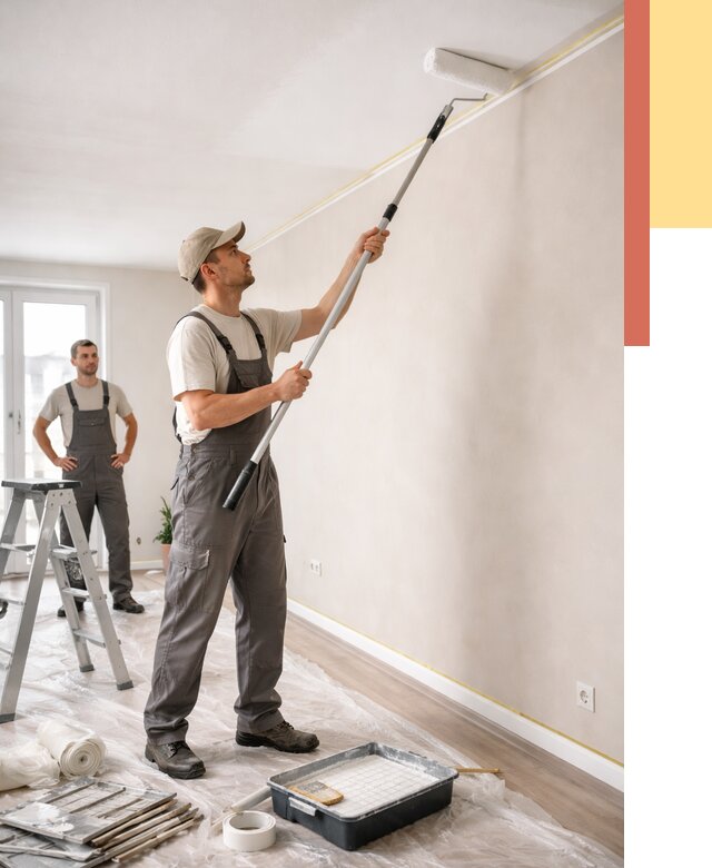 Покраска потолка из гипсокартона в Нововоронеже от 4554 руб./м2 — услуги под ключ | ОТДЕЛОЧНИК-Нвв