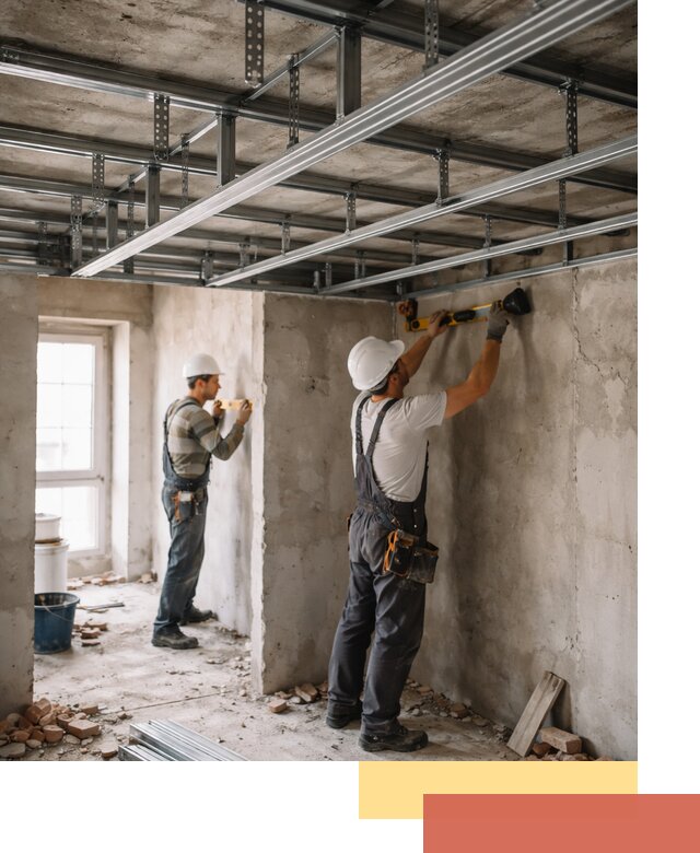 Монтаж каркаса потолка из профильного профиля в Нововоронеже