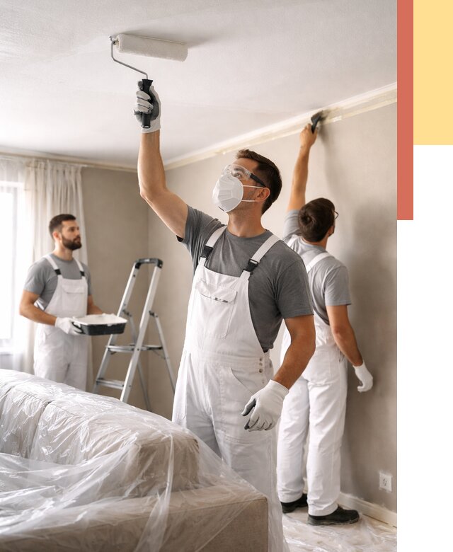 Покраска потолка водоэмельсионной краской в Нововоронеже от 2226 руб/м² — услуги под ключ | ОТДЕЛОЧНИК-Нвв