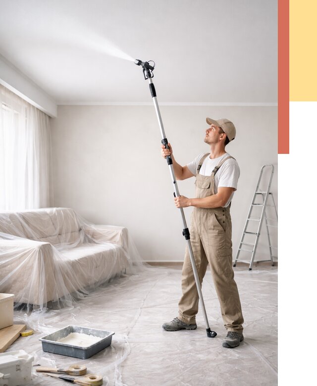 Покраска потолка краскопультом в Нововоронеже от 4554 руб. быстро и недорого | ОТДЕЛОЧНИК-Нвв