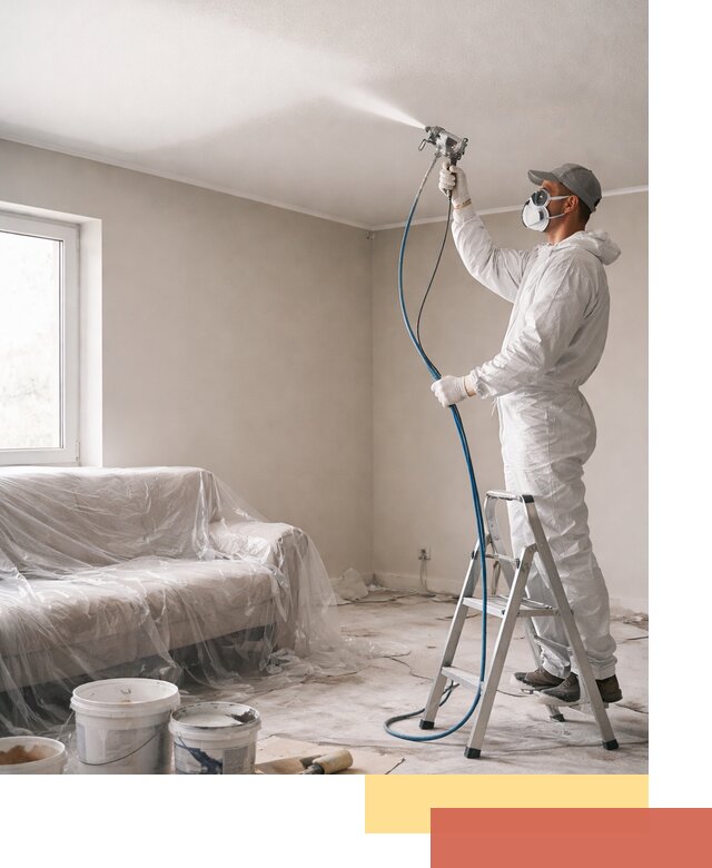 Покраска потолка краскопультом в Нововоронеже быстро и качественно